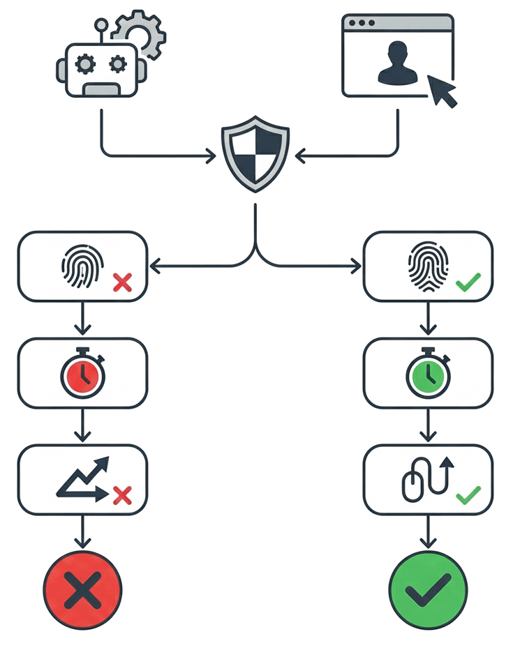Bot vs human traffic analysis workflow